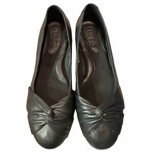 Born Lilly Knot Front Slip On Ballet Flats Black Leather W32114 Women's Size 9